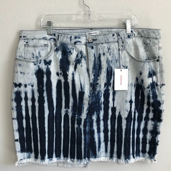 NWT GOOD AMERICAN Shibori Mini Denim Jean Skirt 20 - Picture 5 of 11